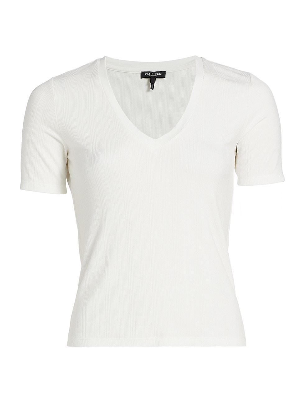 Womens Luca Rib-Knit V-Neck T-Shirt product image