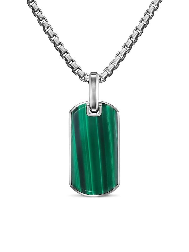 David Yurman Mens Chevron Tag in Sterling Silver with Malachite, 27mm Product Image