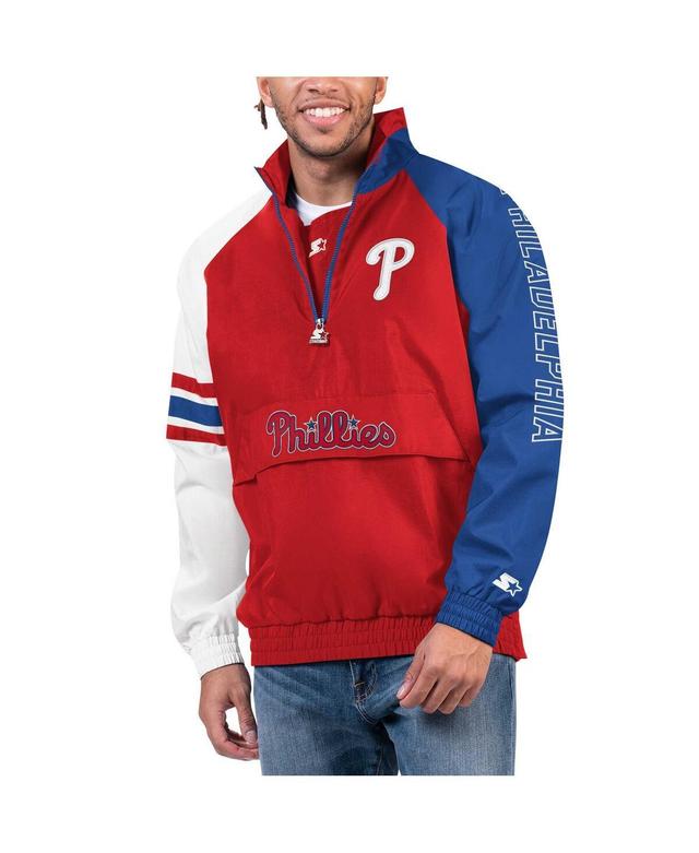 Mens Starter Red Philadelphia Phillies Elite Raglan Half-Zip Jacket - Red Product Image