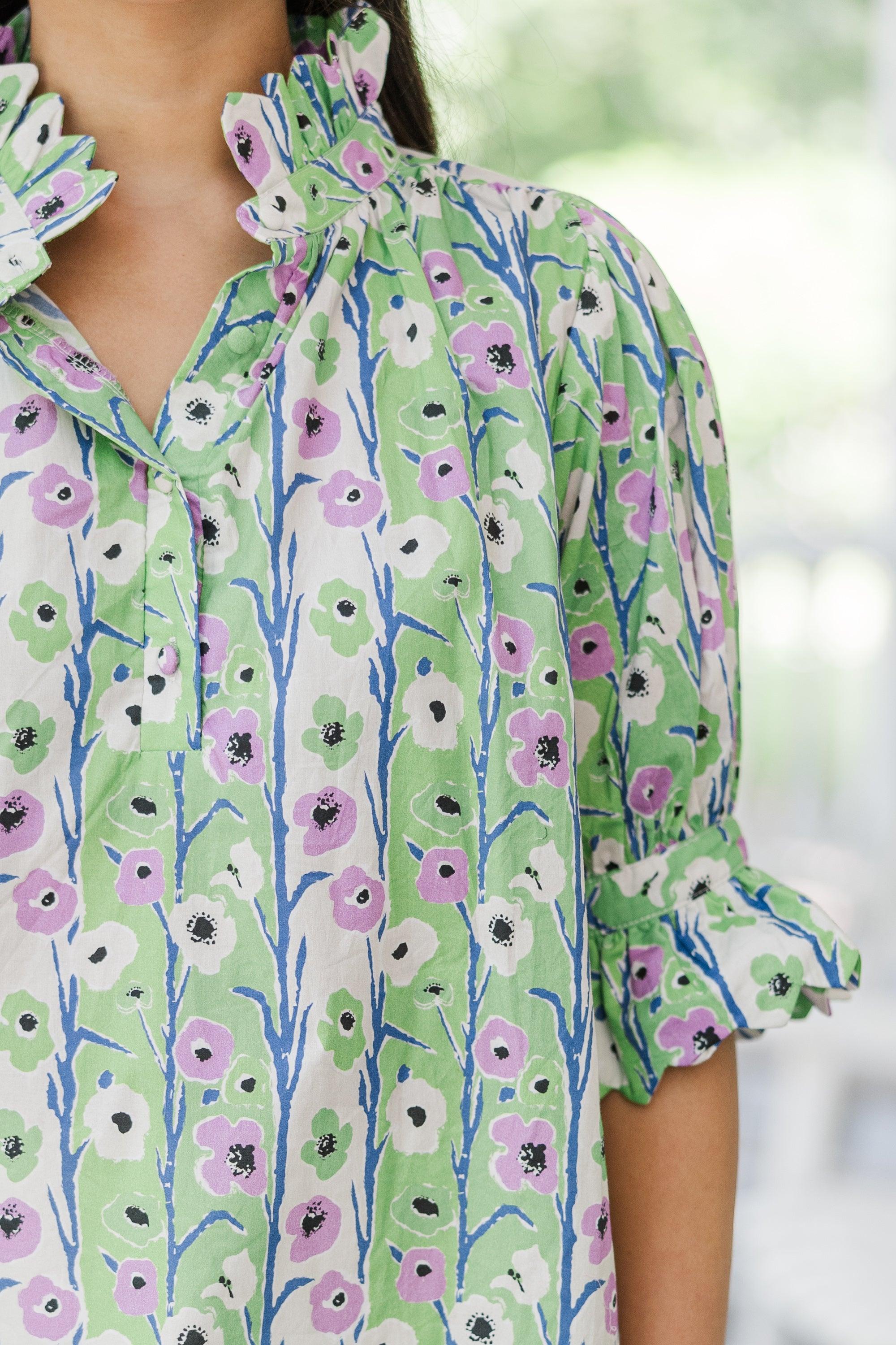 Find You There Green Ditsy Floral Blouse Female Product Image