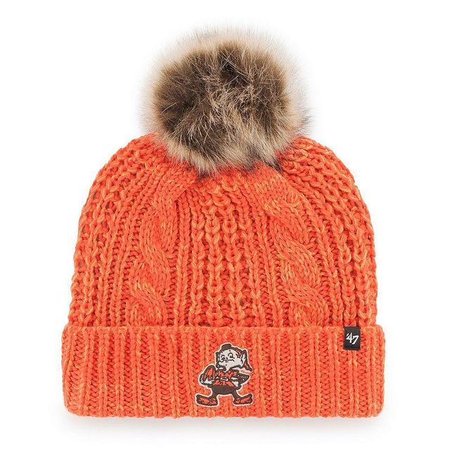 Womens 47 Brand Orange Cleveland Browns Logo Meeko Cuffed Knit Hat with Pom Product Image