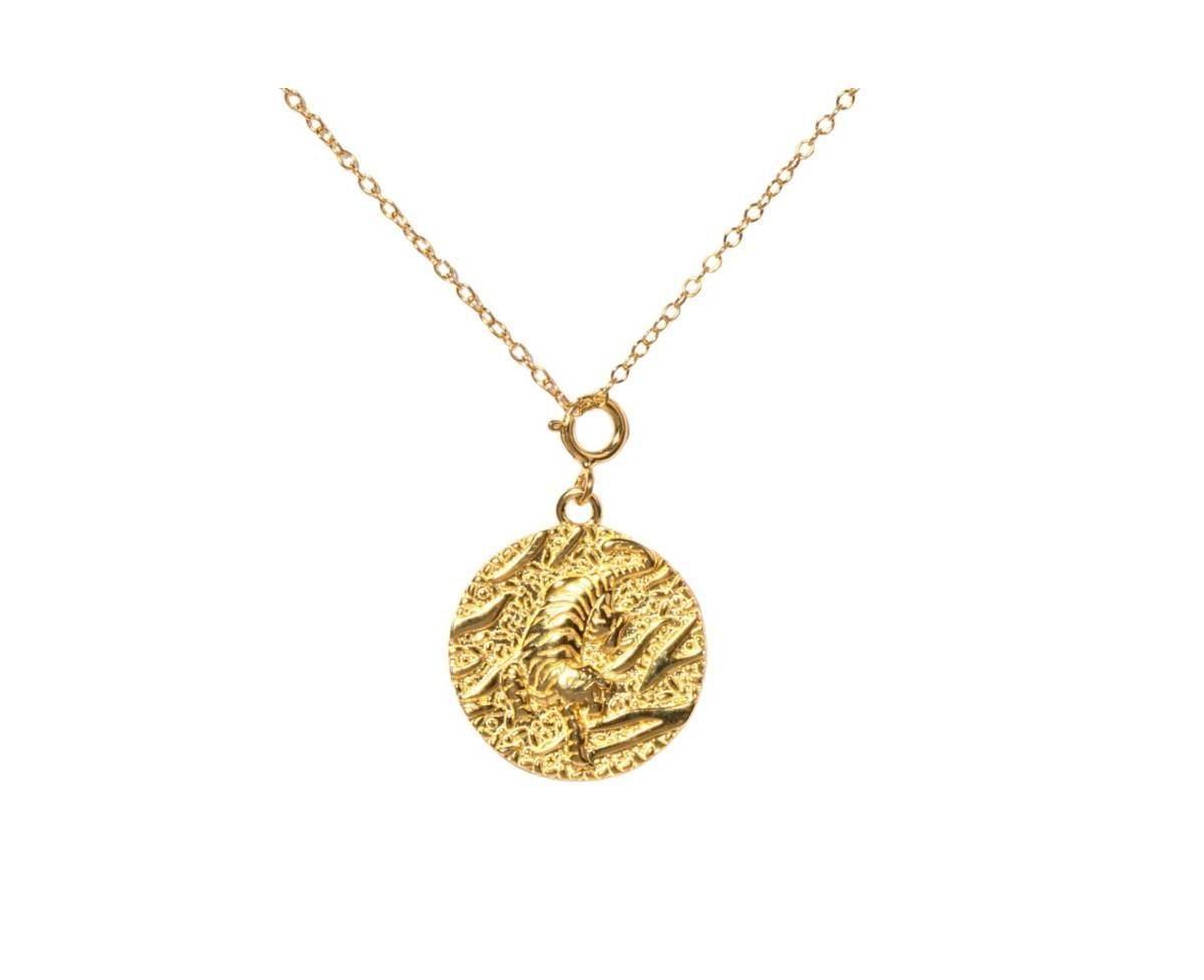 Womens 14K Gold Plated Tiger Coin Necklace Product Image