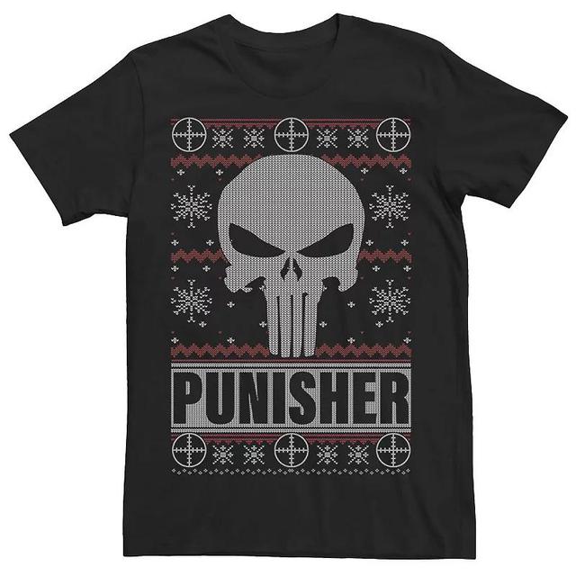 Big & Tall Marvel Punisher Skull Ugly Christmas Tee, Mens Product Image