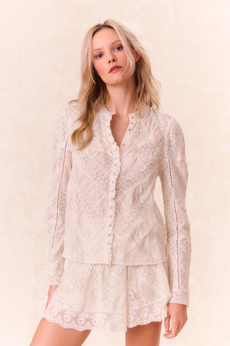 Isaline Button Down Lace Top Product Image