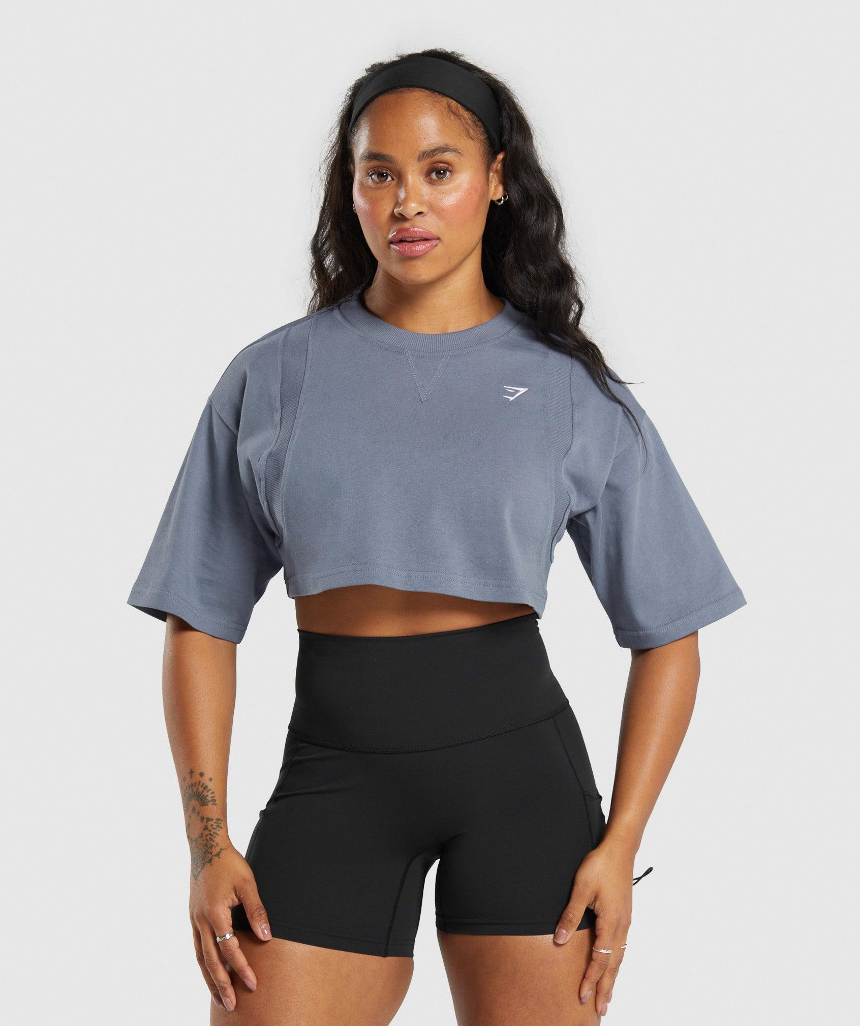 Gymshark Heavyweight Cotton Crop T-Shirt - Blue Female Product Image