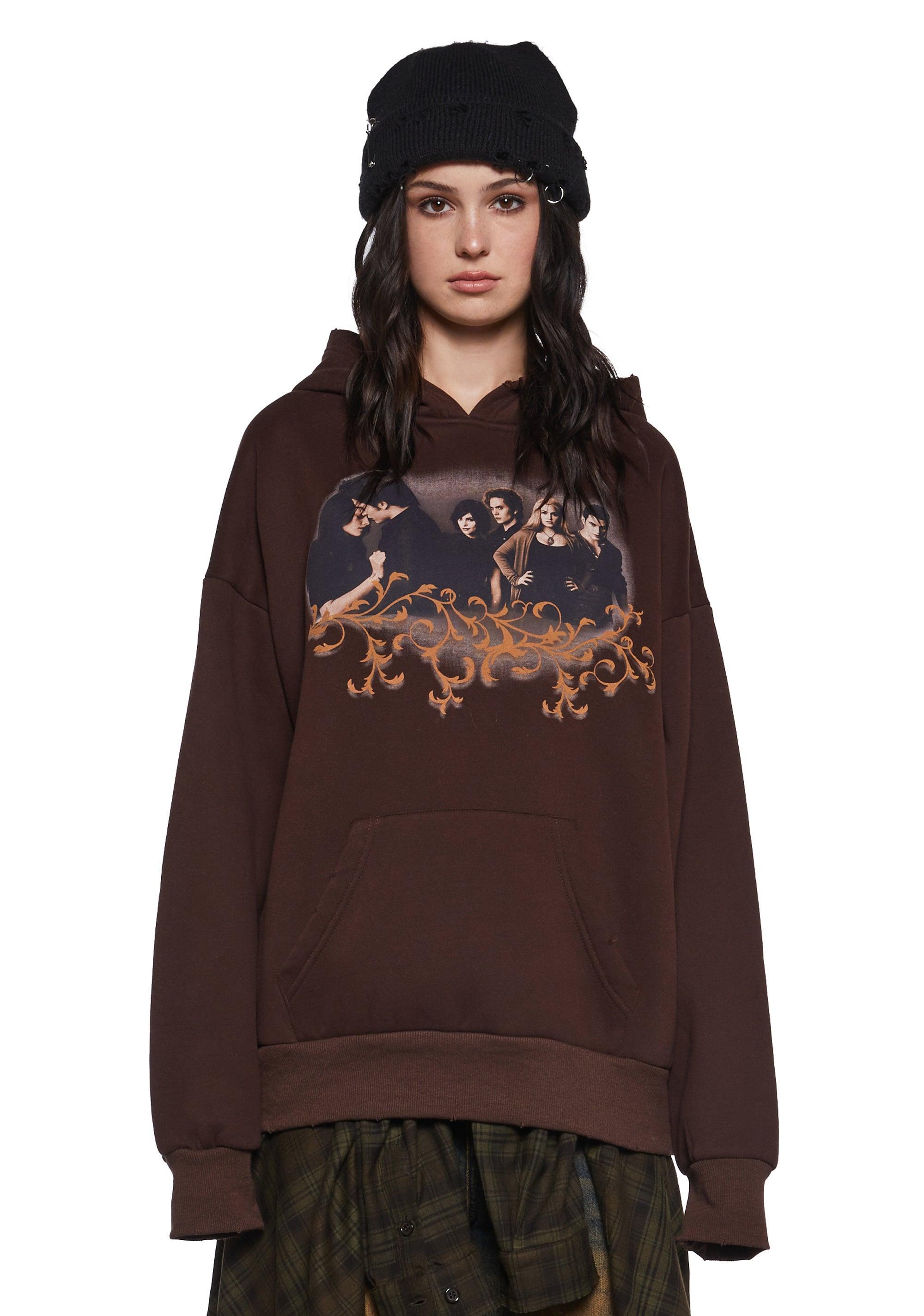 Dolls Kill x Twilight Edward Bella Cullen Family Clan Oversized Hoodie - Brown product image