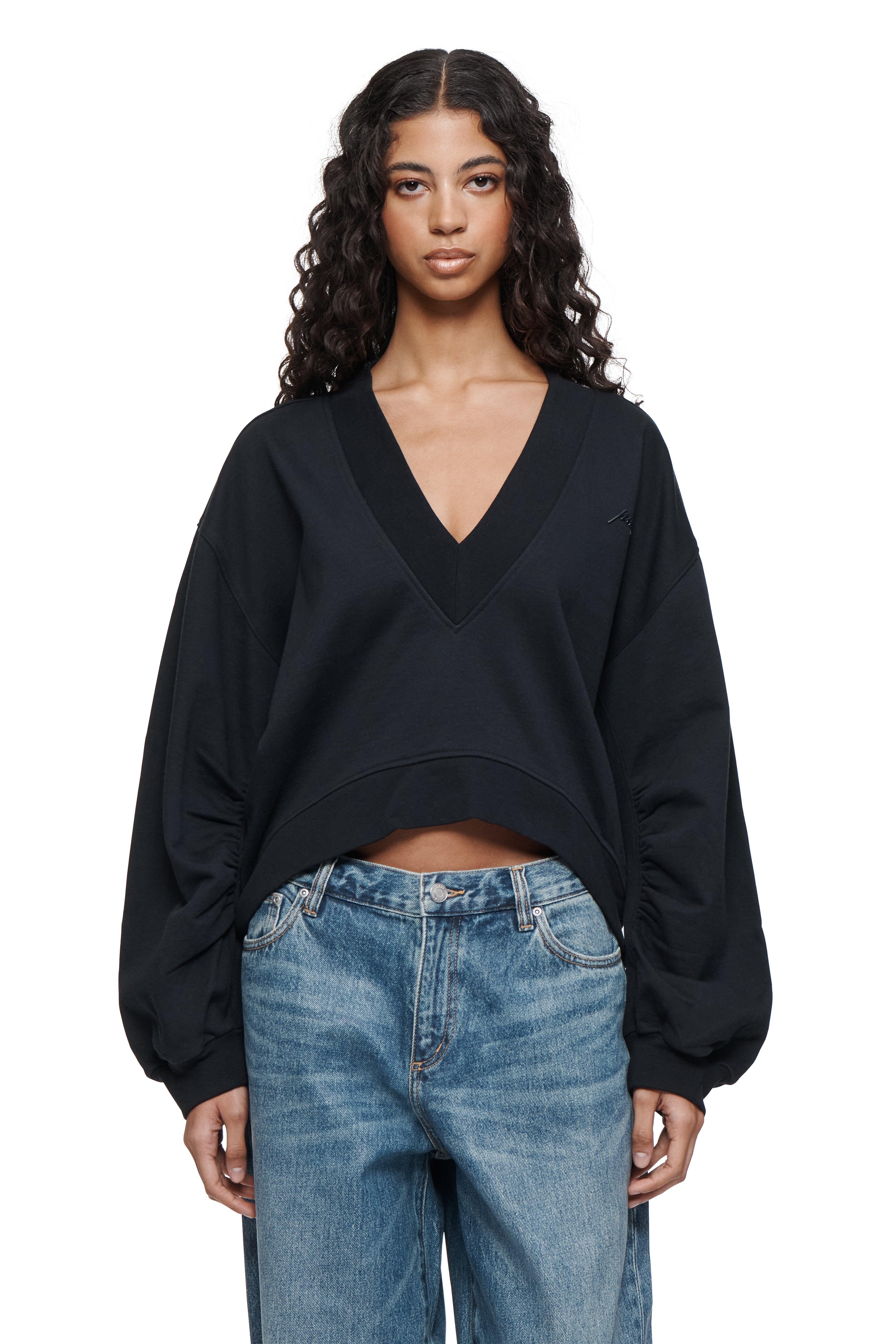 Script Oversized V Neck Top Female Product Image