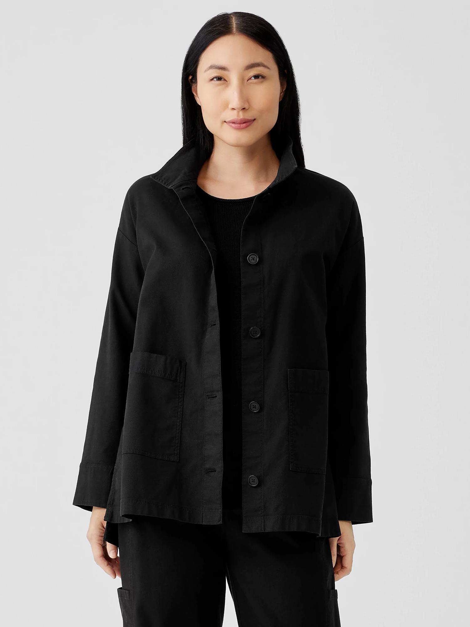 EILEEN FISHER Cotton Hemp Stretch Stand Collar Jacketfemale Product Image