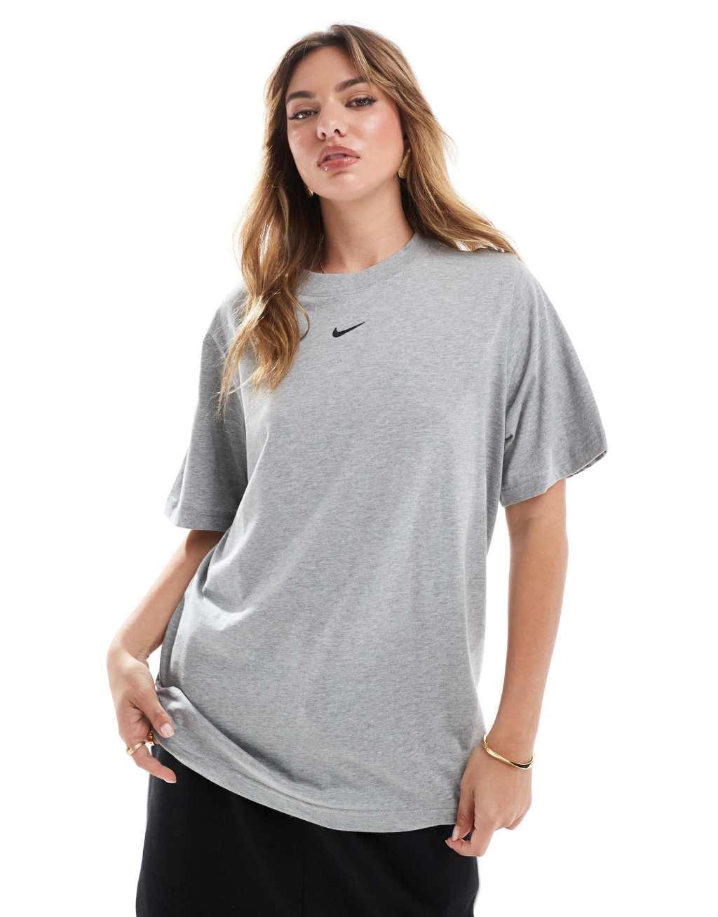 Nike Essential oversized T-shirt in gray Product Image