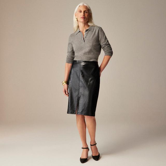 Pencil skirt in croc-embossed faux leather Product Image