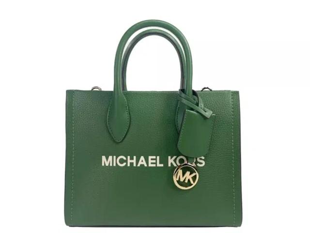 MICHAEL KORS Mirella Small Leather Top Zip Shopper Tote Bag In Green Product Image