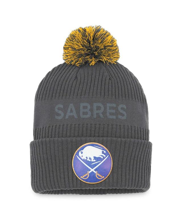 Mens Fanatics Branded Buffalo Sabres Authentic Pro Home Ice Cuffed Knit Hat with Pom, Grey Product Image