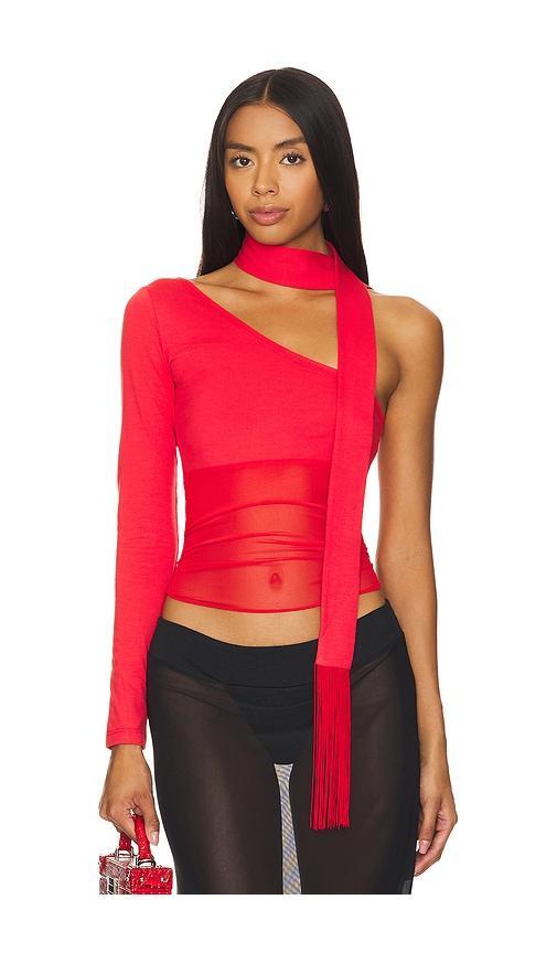 Asymmetric Neck Tie Top Product Image