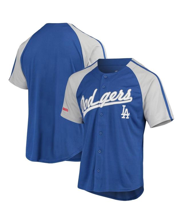 Mens Stitches Royal Los Angeles Dodgers Button-Down Raglan Replica Jersey Product Image