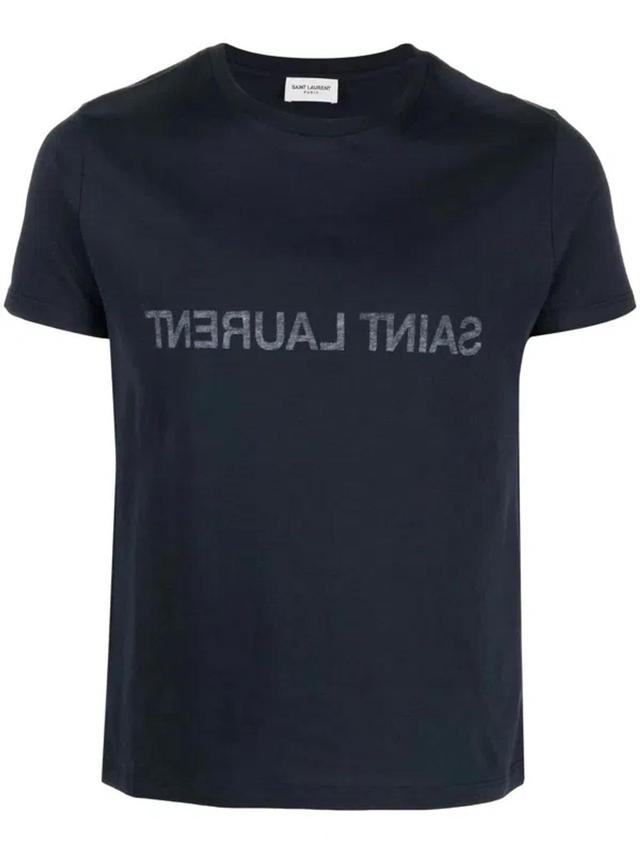 Logo Cotton T-shirt In Blue Product Image