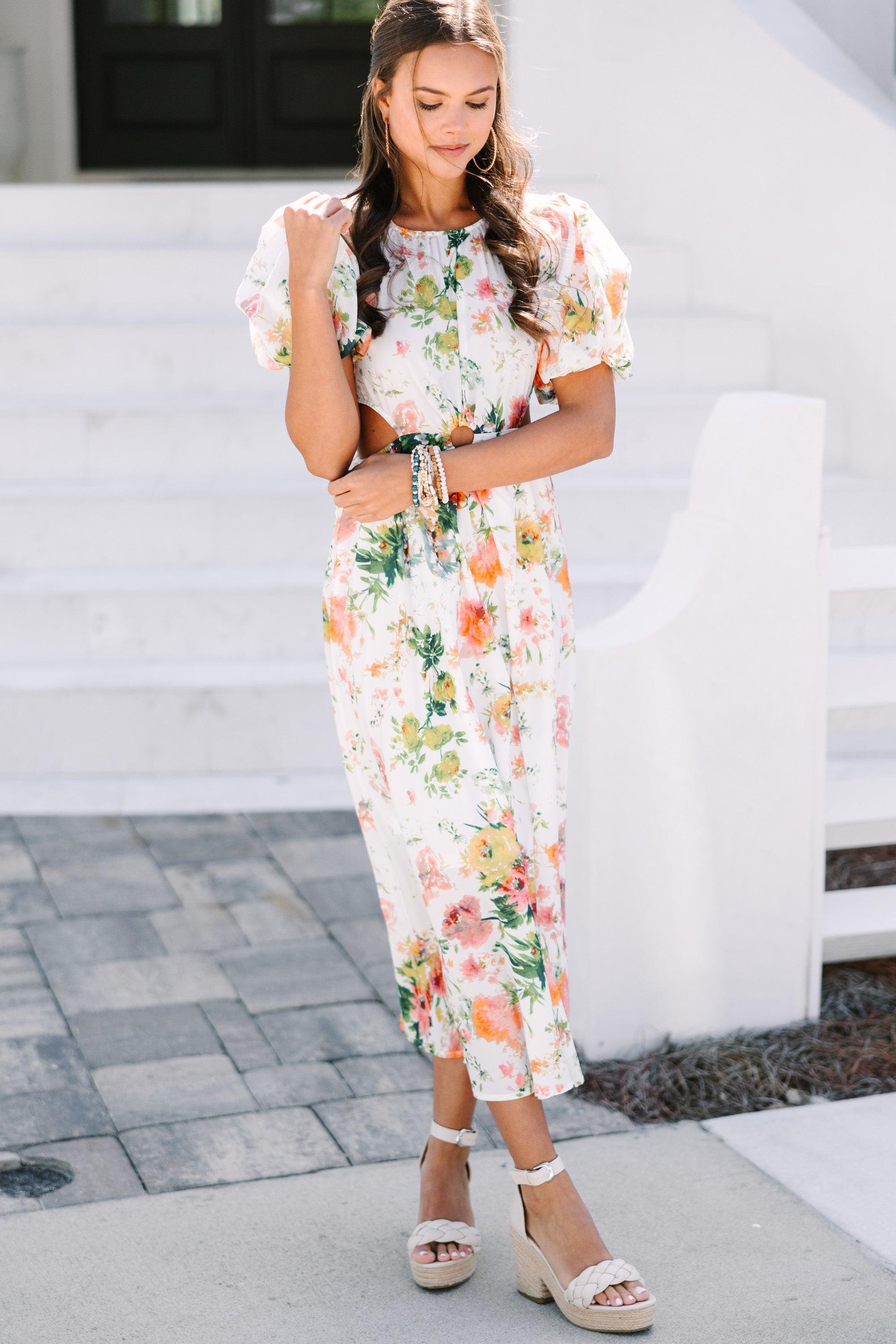 Change Your Tune Off White Floral Maxi Dress Female Product Image