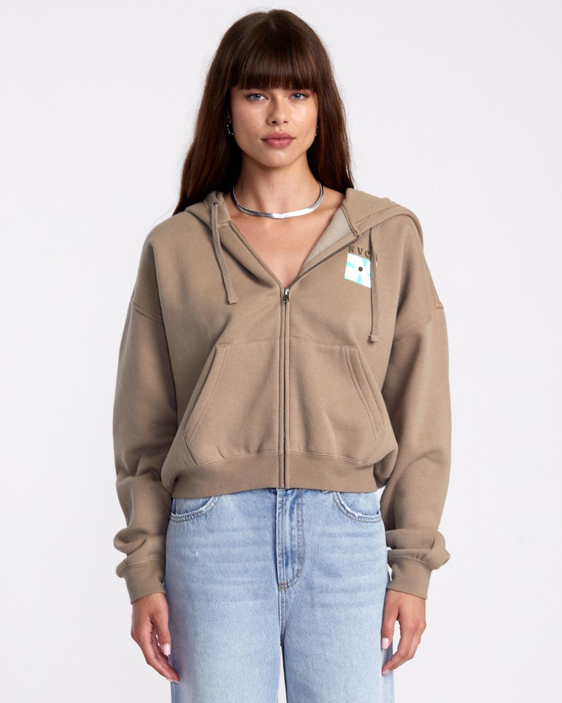 Court Zip-Up Hoodie - Dark Khaki Product Image