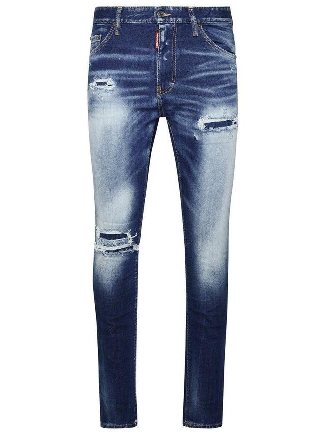 DSQUARED2 Distressed Light Super Fade Wash Slim Jeans In Blue Product Image