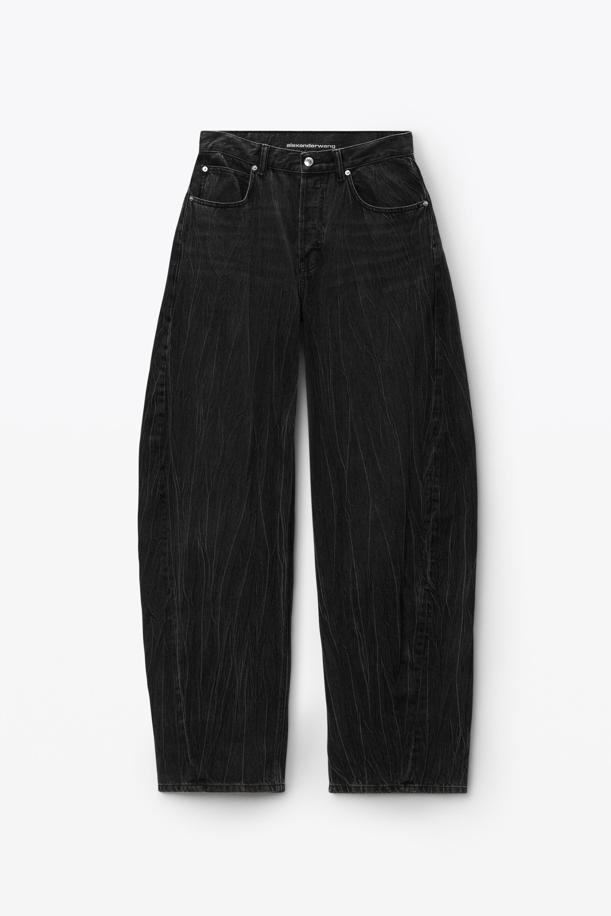 Oversized Rounded Low Rise Jeans In Crease Effect Product Image