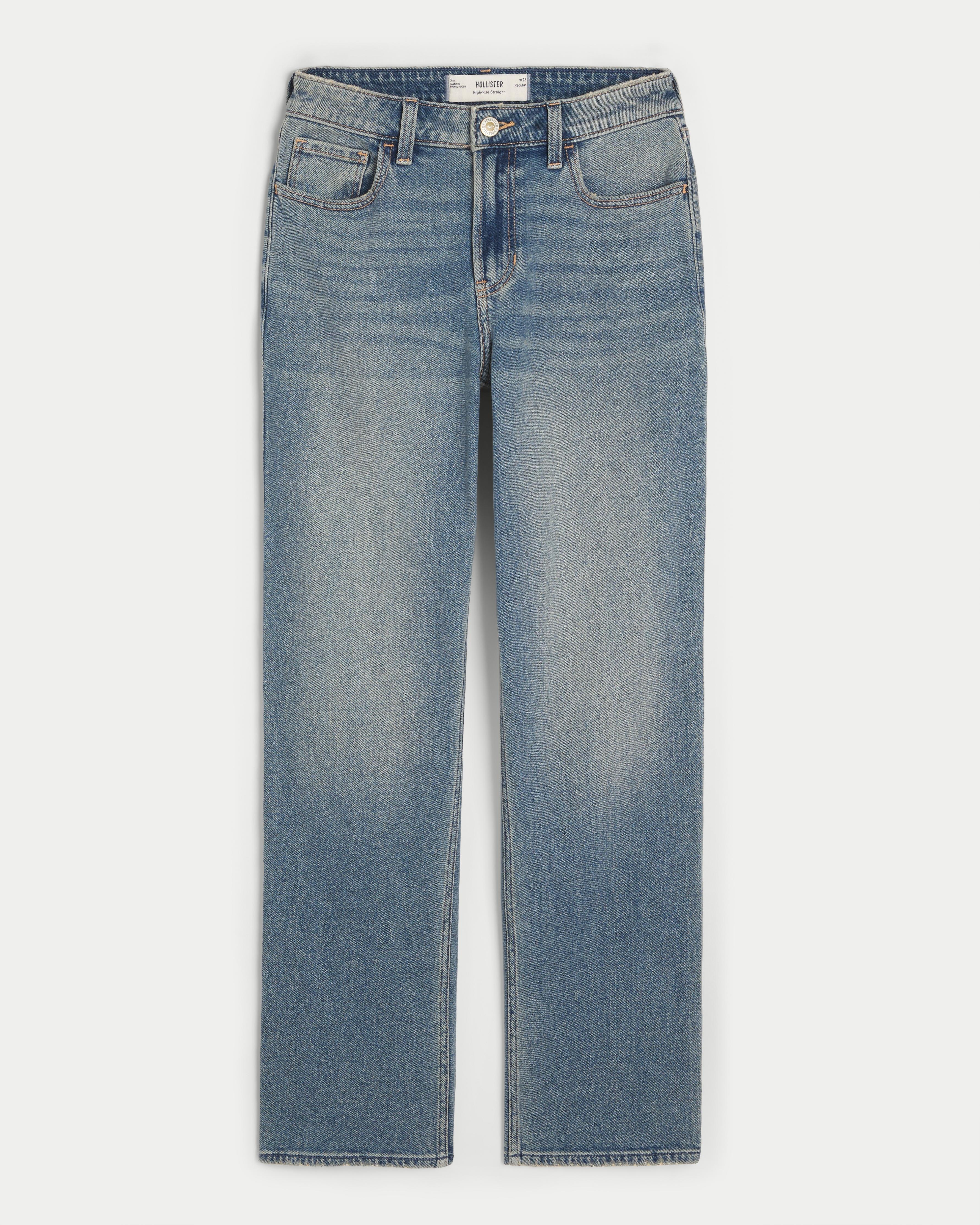 High-Rise Medium Wash Straight Jeans Product Image