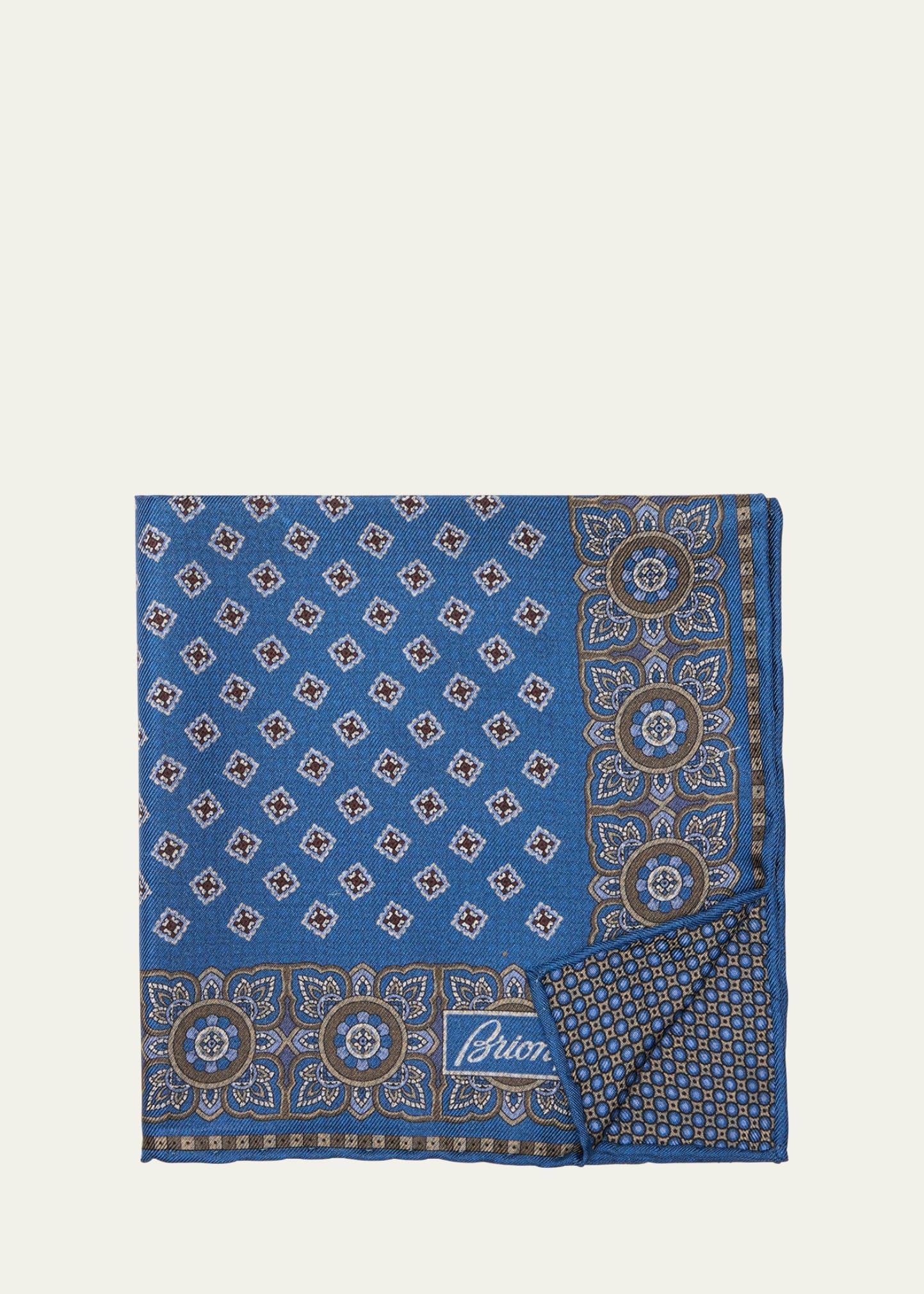 Mens Medallion Double-Face Silk Pocket Square Product Image