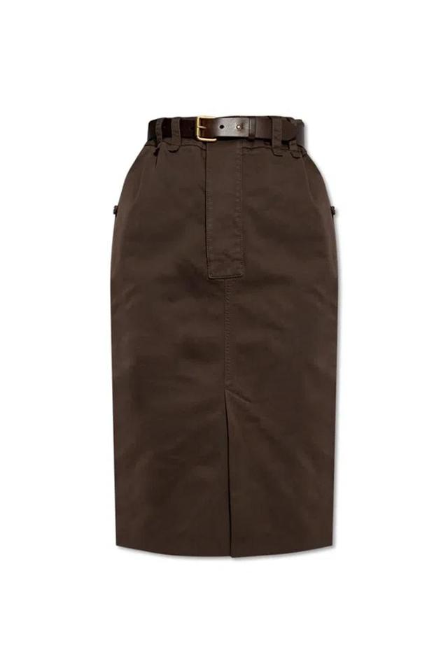 Belted Pencil Skirt In Brown Product Image