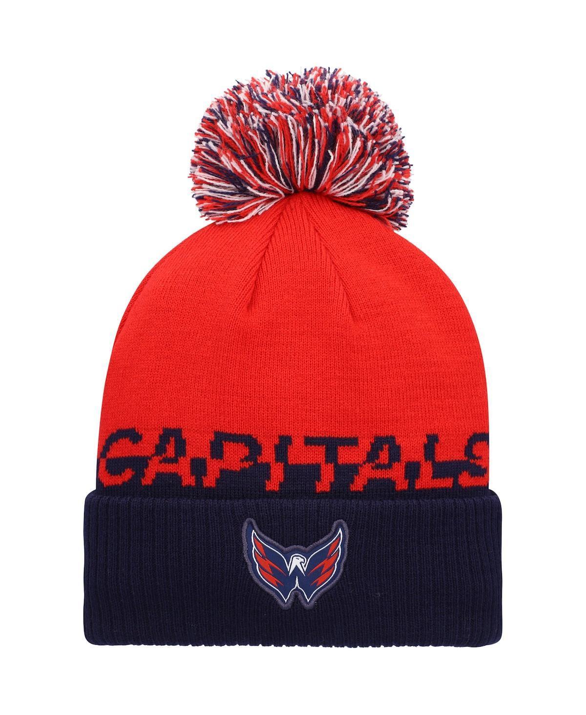 Mens adidas /Navy Washington Capitals COLD.RDY Cuffed Knit Hat with Pom Product Image