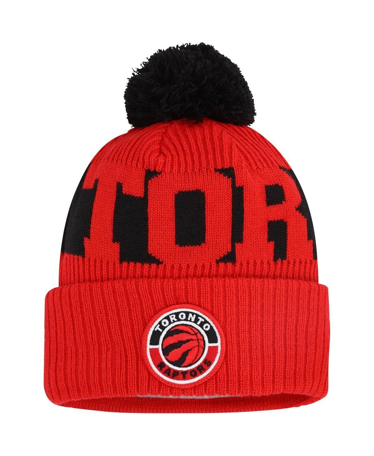 Mens Red Toronto Raptors Sport Logo Cuffed Knit Hat with Pom Product Image