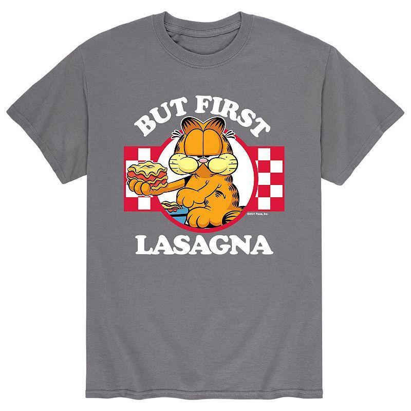 Mens Garfield But First Lasagna Tee Grey Product Image