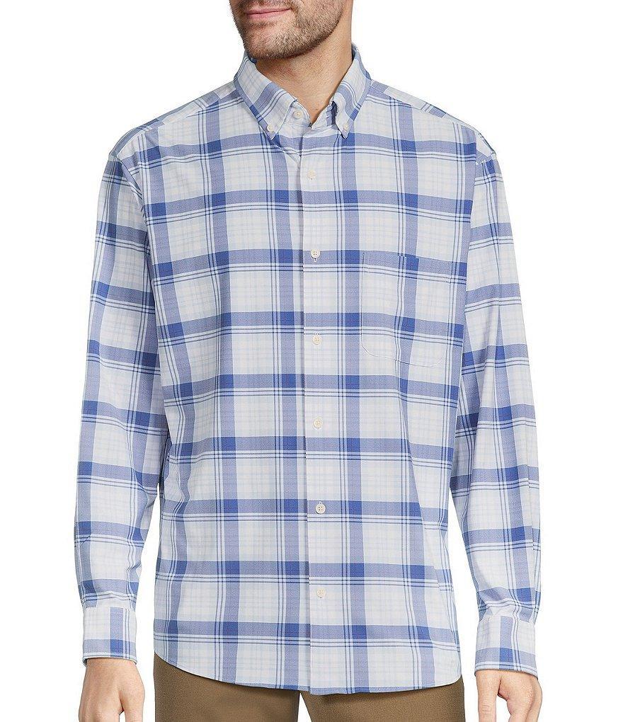 Roundtree & Yorke Long Sleeve Performance Large Plaid Sport Shirt Product Image