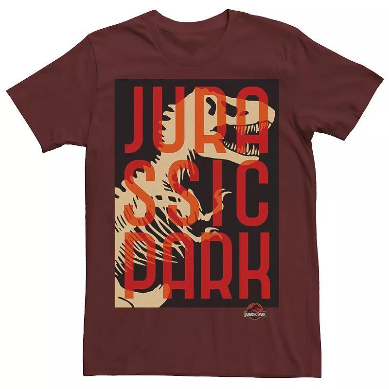 Mens Jurassic Park Split Typography T-Rex Bones Tee Red Product Image