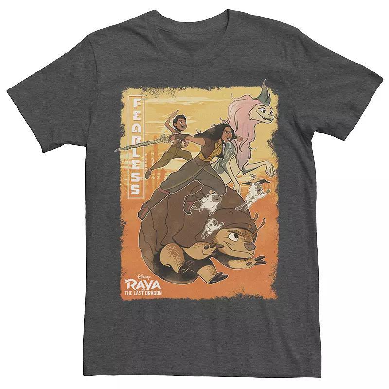 Disneys Raya And The Last Dragon Mens Group Shot Fearless Poster Tee Grey Heather Product Image