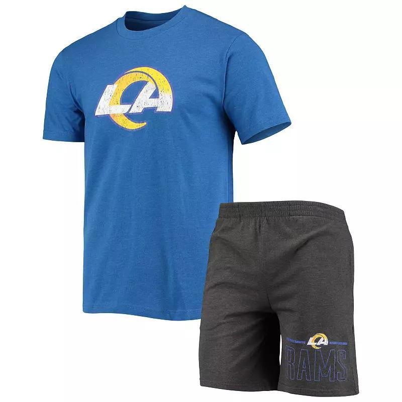 Mens Concepts Sport Royal/Charcoal Los Angeles Rams Meter T-Shirt & Shorts Sleep Set Product Image