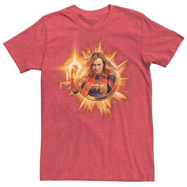 Mens Marvel Captain Marvel Explosive Tee Red Grey Product Image