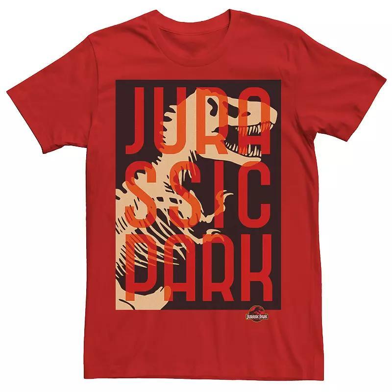 Mens Jurassic Park Split Typography T-Rex Bones Tee Red Product Image