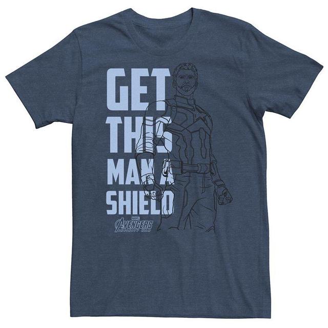 Mens Avengers Infinity War Captain America Get This Man A Shield Tee Blue Product Image