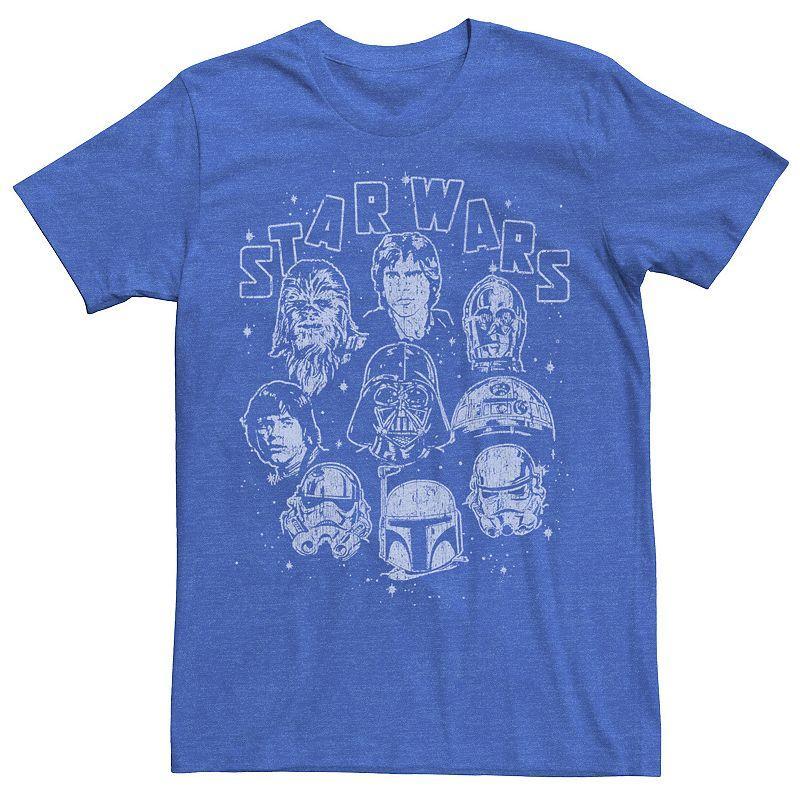 Mens Star Wars Floating Head Circle Tee Royal Grey Product Image