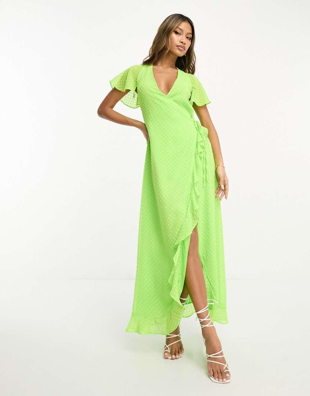 ASOS DESIGN frill detail wrap maxi dress Product Image