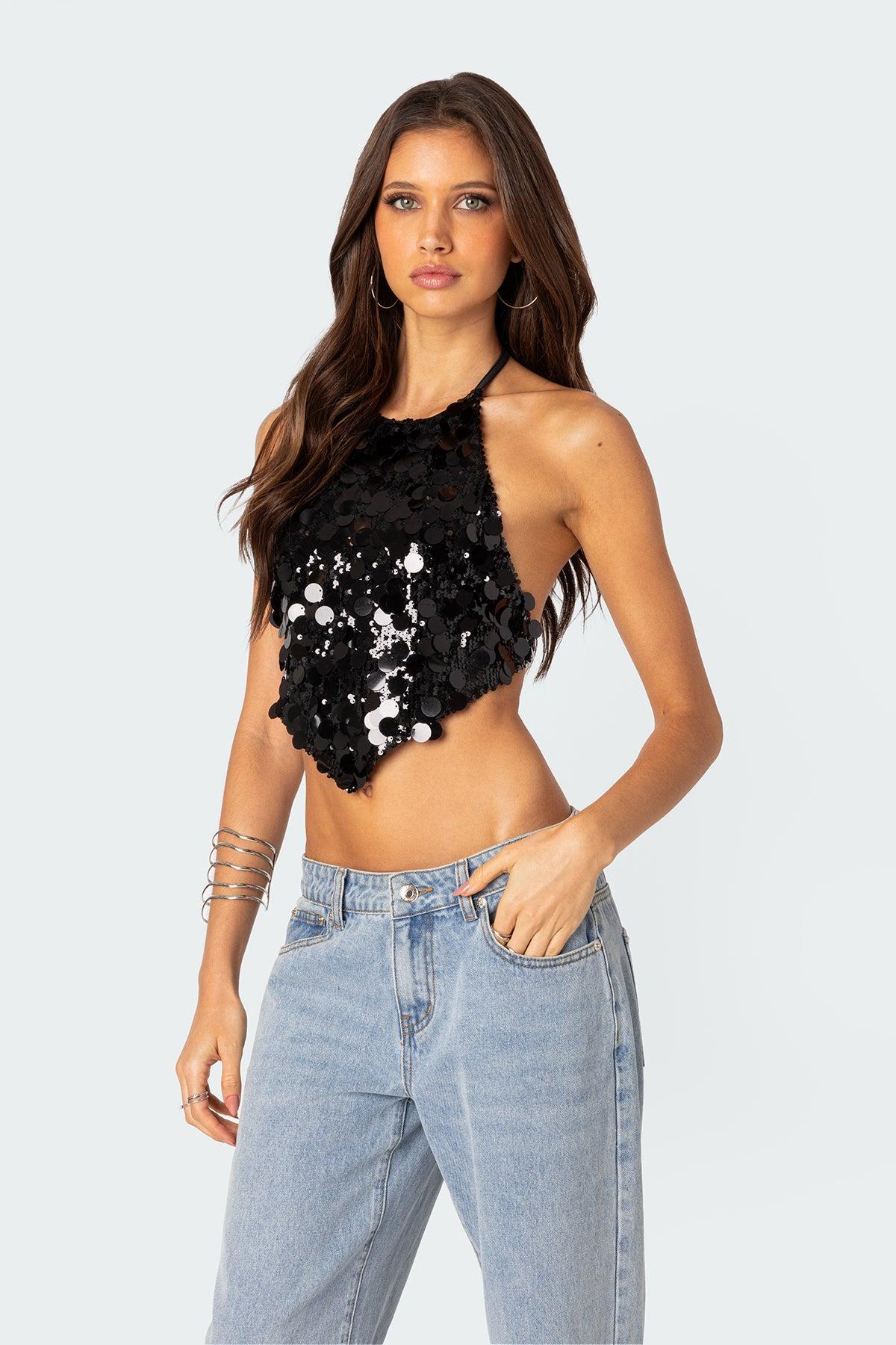 Caelia Sequin Open Back Top Product Image