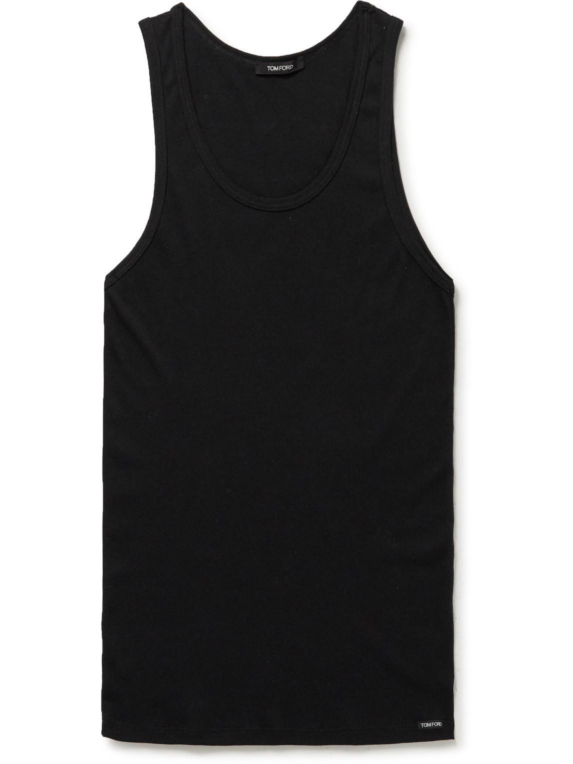 TOM FORD Ribbed Cotton And Modal-blend Tank Top In Black Product Image