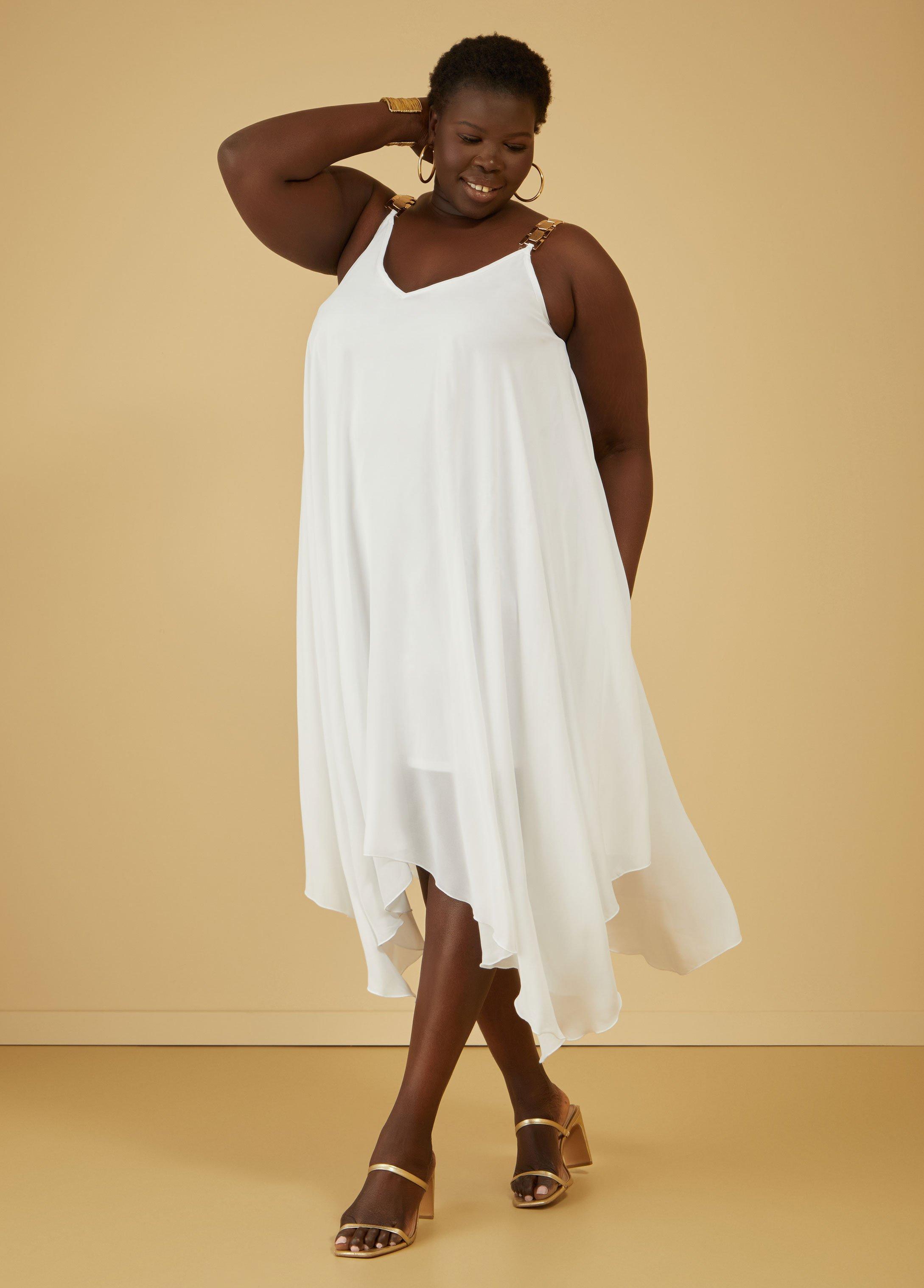 Plus Size Chain Embellished Crepe Dress, - Ashley Stewart product image