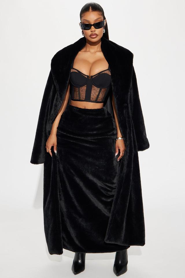 Kimmie Faux Fur Maxi Skirt - Black Product Image