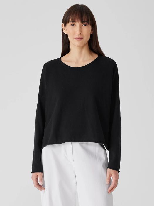 Peruvian Organic Cotton Crepe Crew Neck Top Product Image