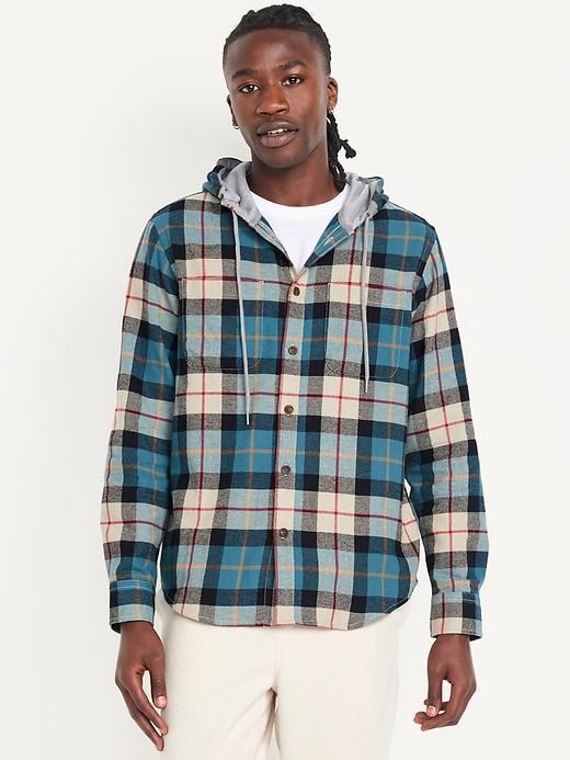 Hooded Flannel Shirt Product Image