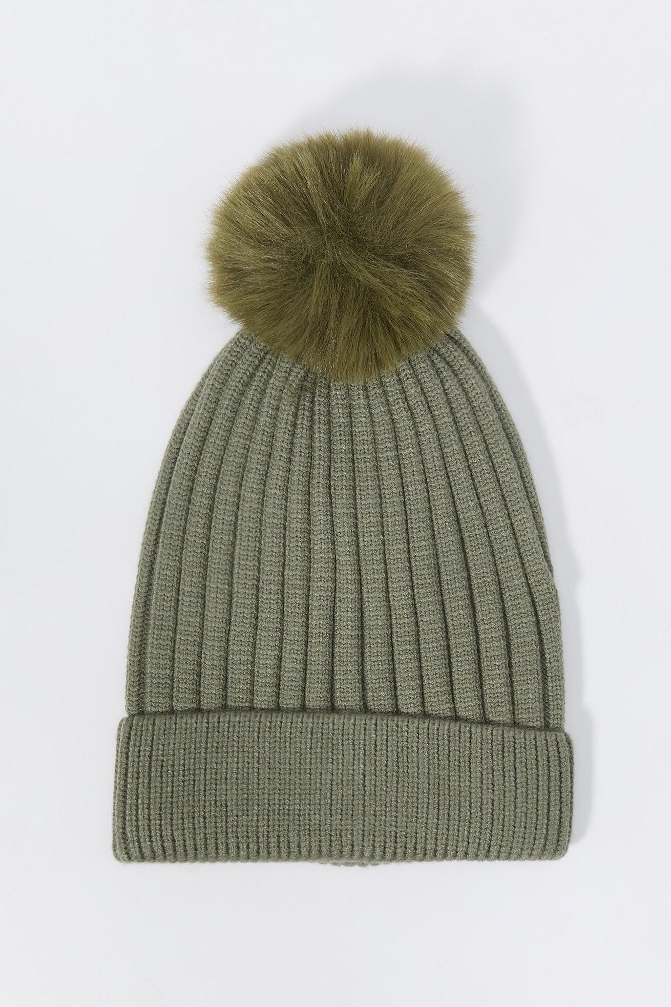 Ribbed Knit Beanie with Pom Pom Female product image