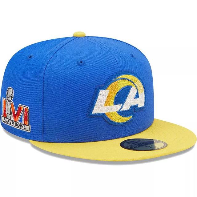 Mens New Era Royal/Gold Los Angeles Rams Super Bowl LVI Letterman 59FIFTY Fitted Hat Product Image