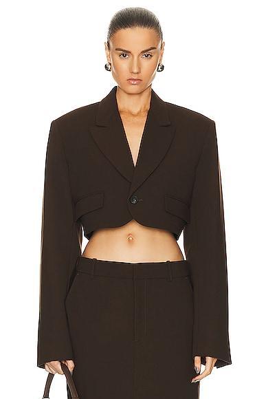 GRLFRND The Cropped Blazer Brown. (also in L, M, XL, XXS). Product Image