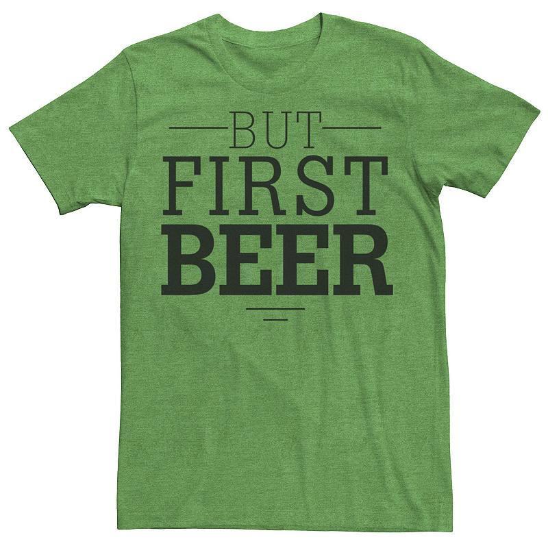 Mens But First Beer Black Slab Type Graphic Tee Product Image