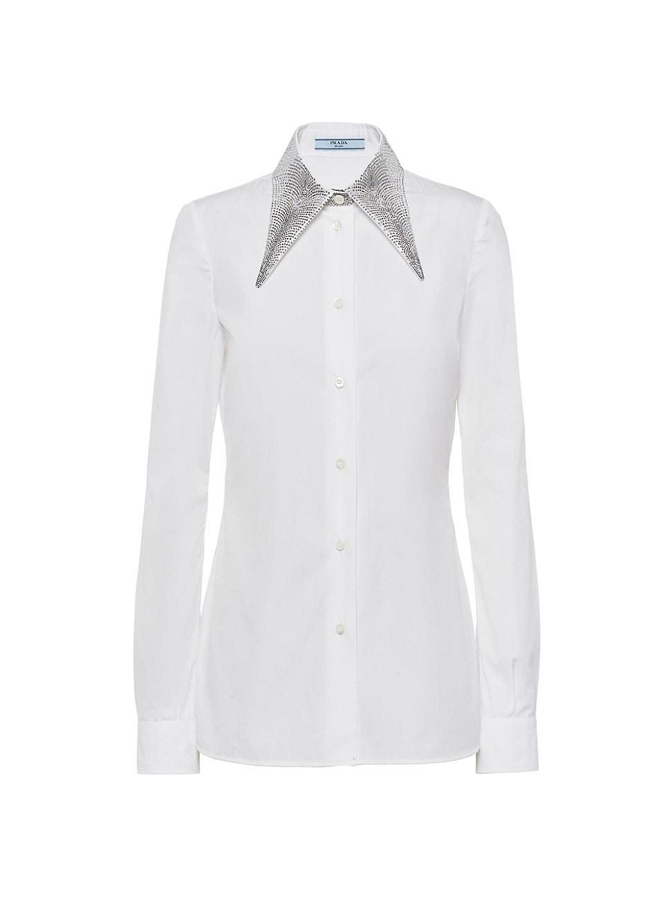 Womens Embroidered Poplin Shirt Product Image