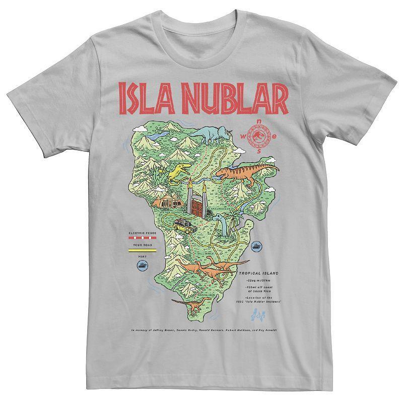 Mens Jurassic Park Islas Nublar Landmark Map Tee Blue Product Image